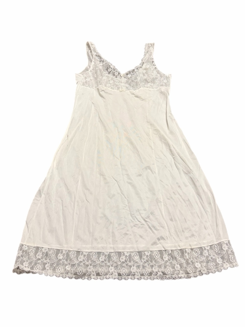 60s/70s European Vintage Triumph Silky Lace Midi Slip Dress (Ivory) Size M